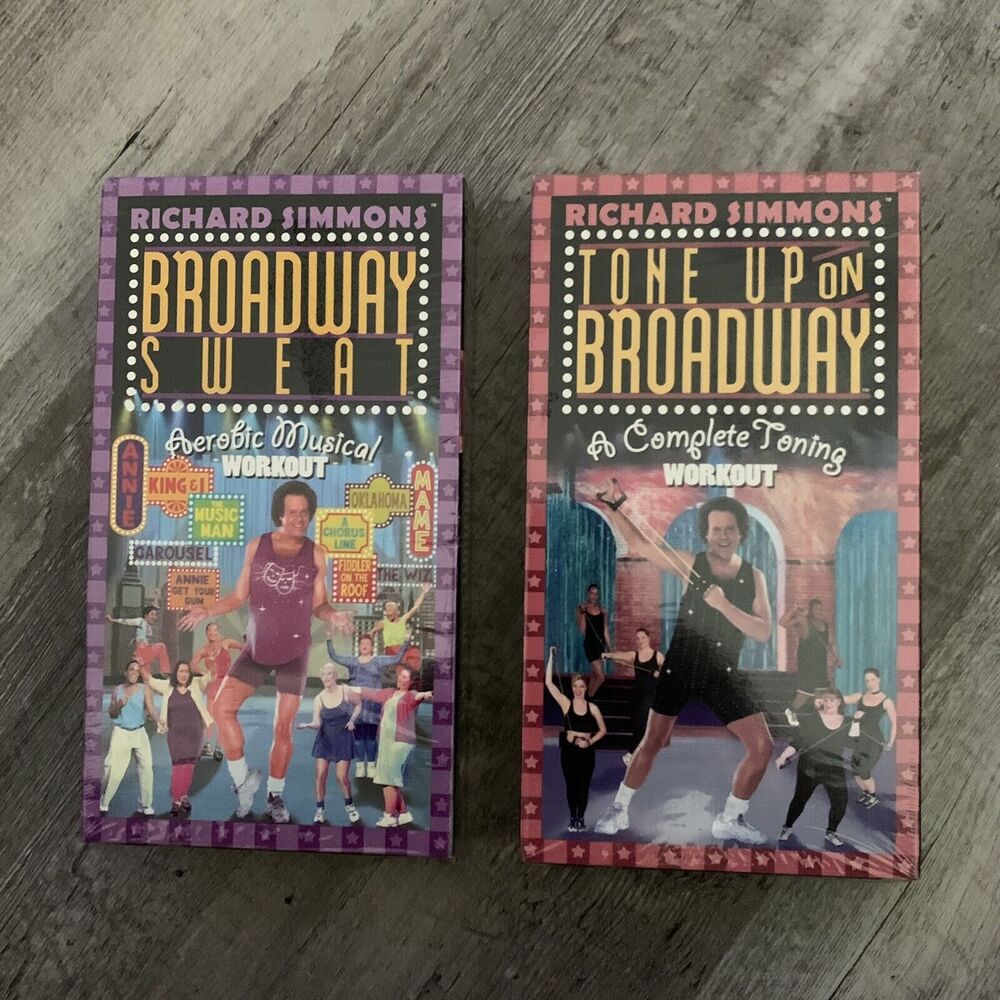 RICHARD SIMMONS Tone Up On Broadway Sweat Aerobic VHS Set of 2 NEW SEALED